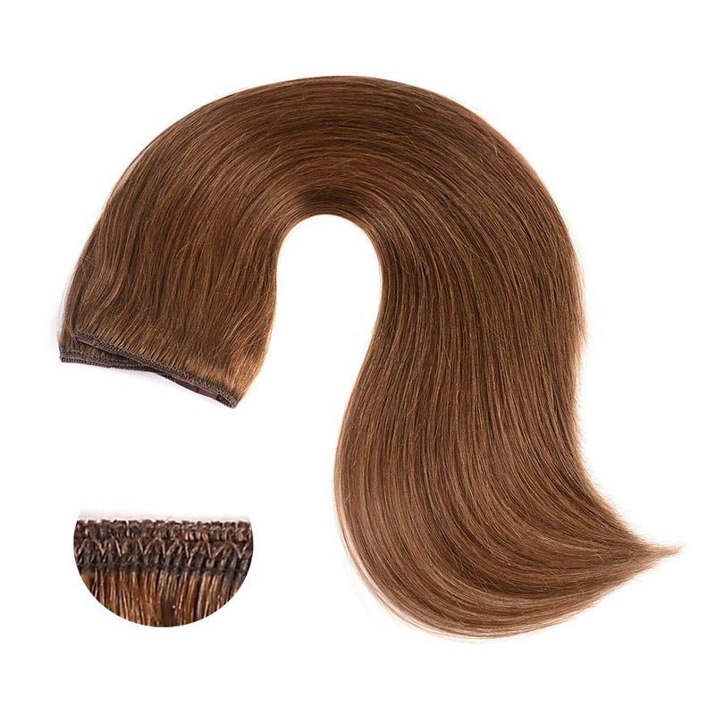 Winsky 14" Human Hair Extensions Clip in Remy Hair for Women - Silky Straight Clip in Hair Extensions 50grams 4pieces Light Brown #6 Color - Image 5